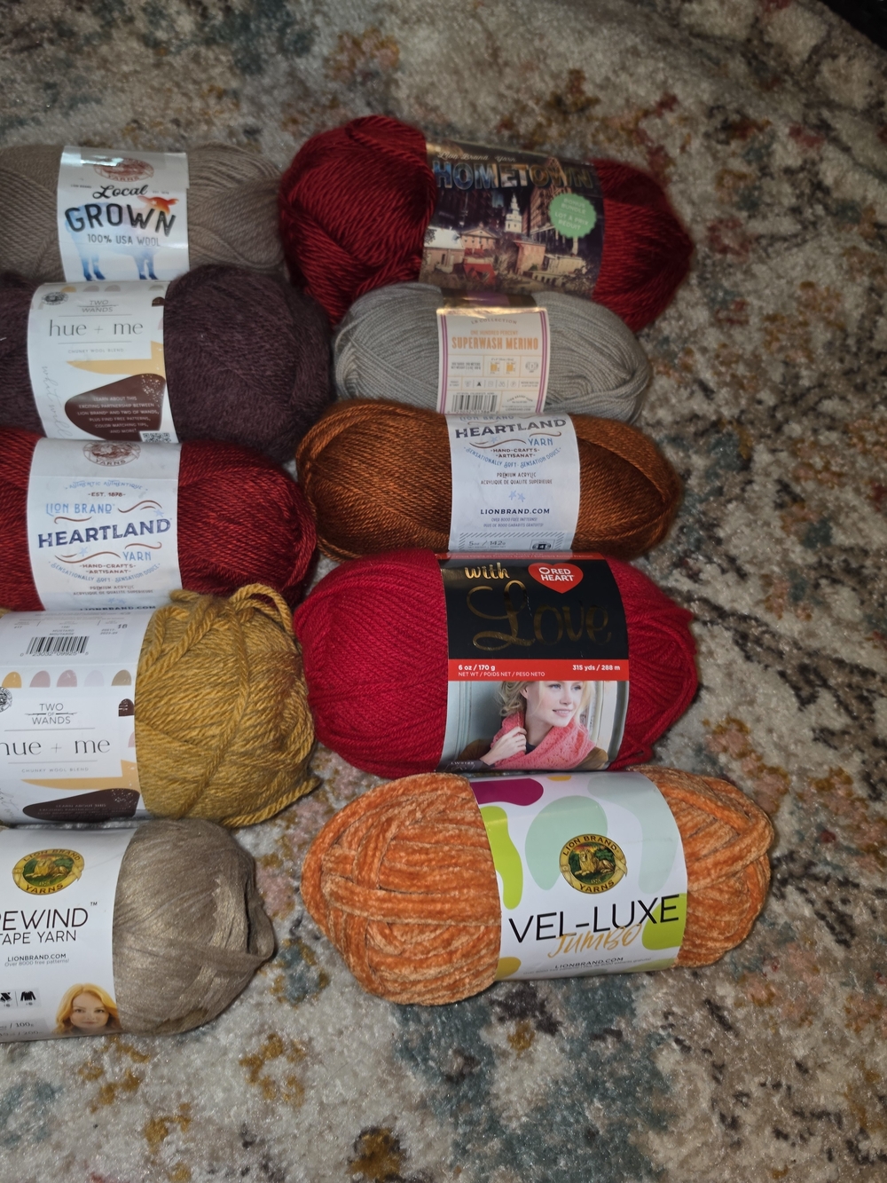 Fall Yarn Bundle 10 Skeins Lion Brand Wool Merino Heartland Hue + Me - Picture 4 of 9